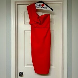 ASOS formal red midi scuba dress